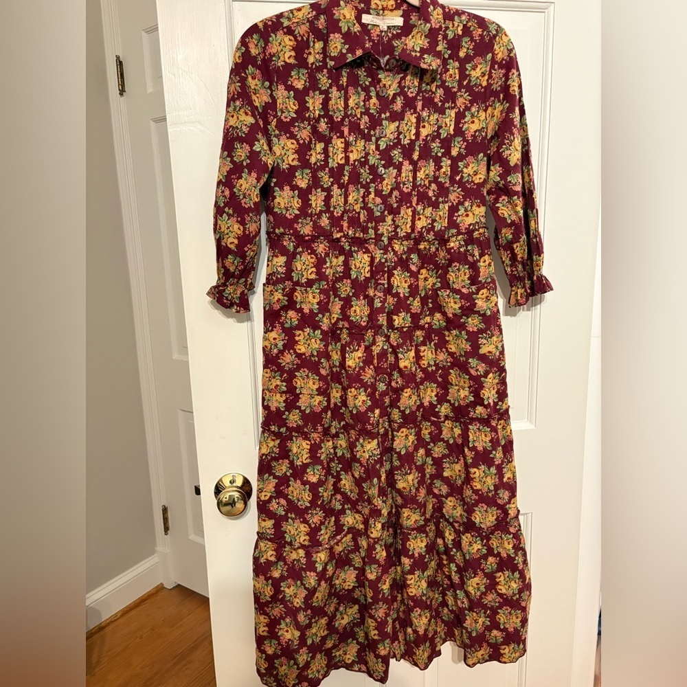 April Cornell for modern prairie - Burgundy Floral maxi Dress - NWT - XS